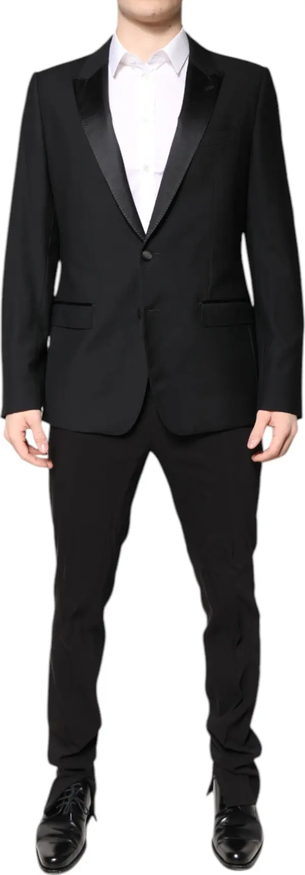 Black Wool Single Breasted 2 Piece Suit