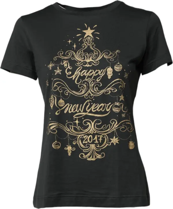 Black Cotton Round Neck Short Sleeve T-shirt