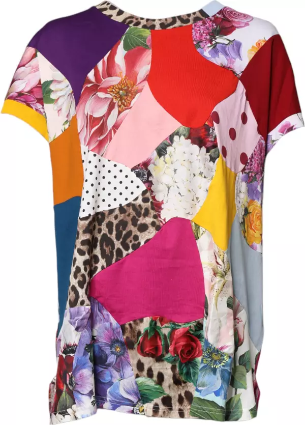Multicolor Patchwork Short Sleeve Blouse Top