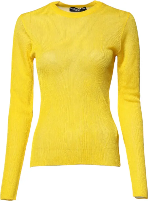 Yellow Polyester Women Pullover Top Sweater