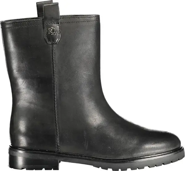 Black Leather Women Ankle Boot