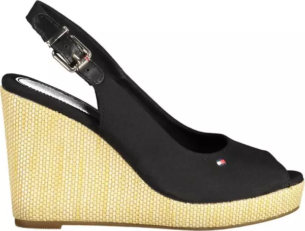 Black Polyester Women Sandal