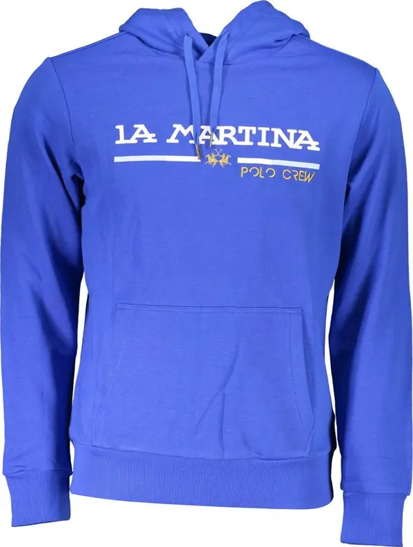 Blue Cotton Men's Hooded Sweatshirt