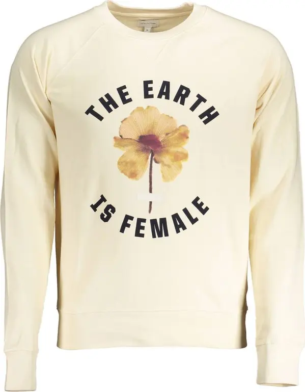 Beige Cotton Men Sweatshirt