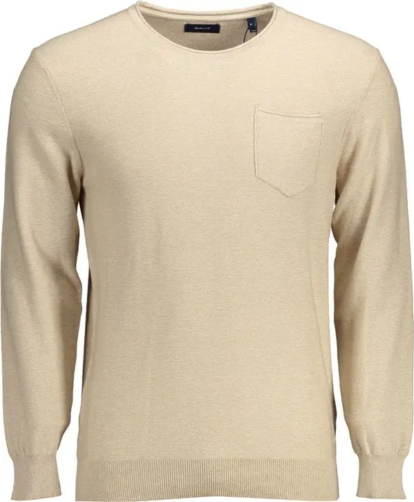 Beige Cotton Men Sweater