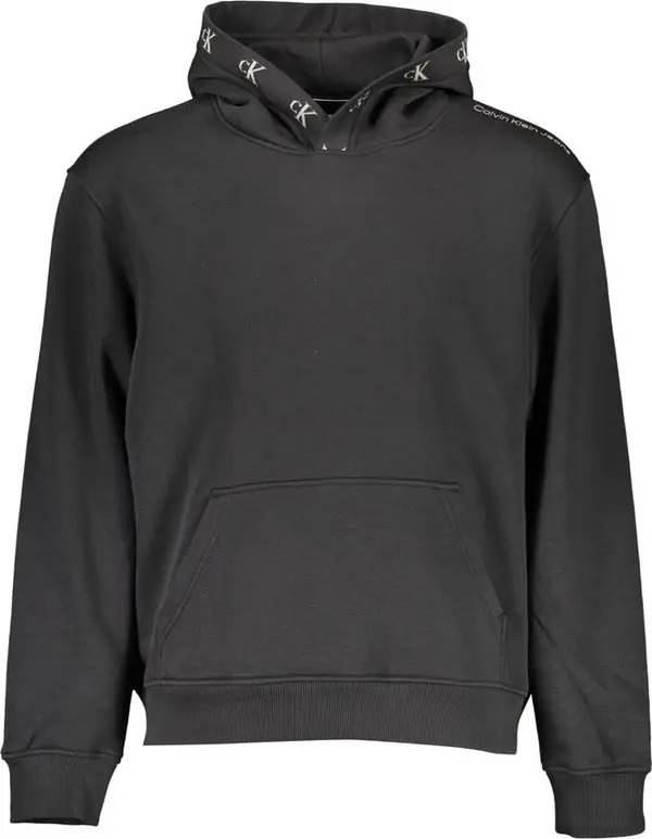 Black Cotton Men's Sweatshirt with Hood