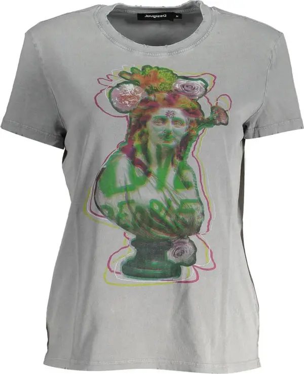 Gray Cotton Women T-Shirt