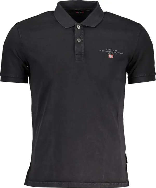Black Cotton Men Polo Shirt