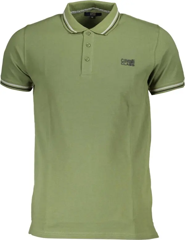 Green Cotton Men Polo Shirt