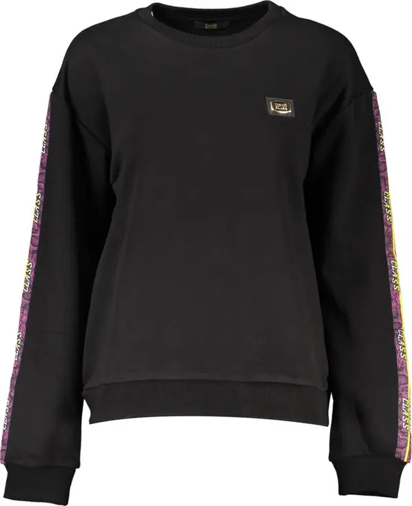 Black Cotton Women Sweatshirt
