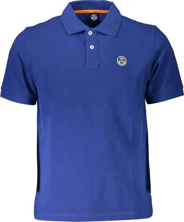 Blue Cotton Men Polo