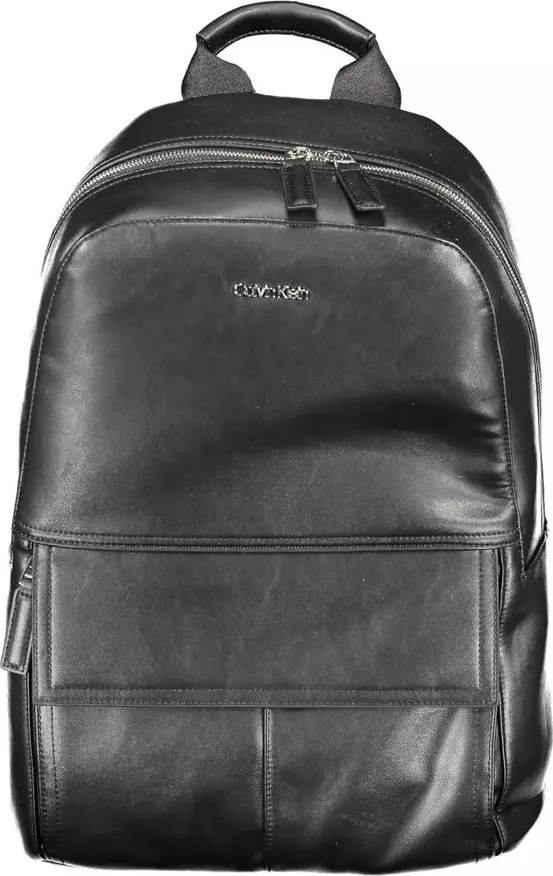 Black Polyester Men Backpack