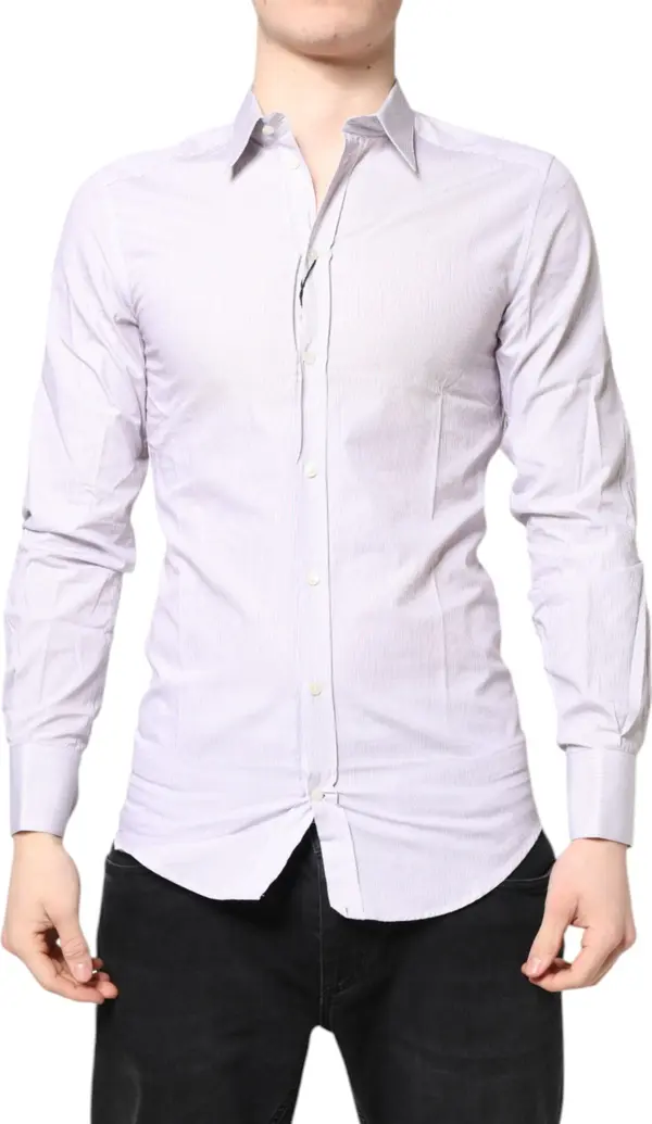 White Striped Cotton GOLD Long Sleeves Shirt