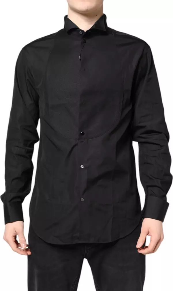 Black Cotton Long Sleeves Formal Dress Shirt