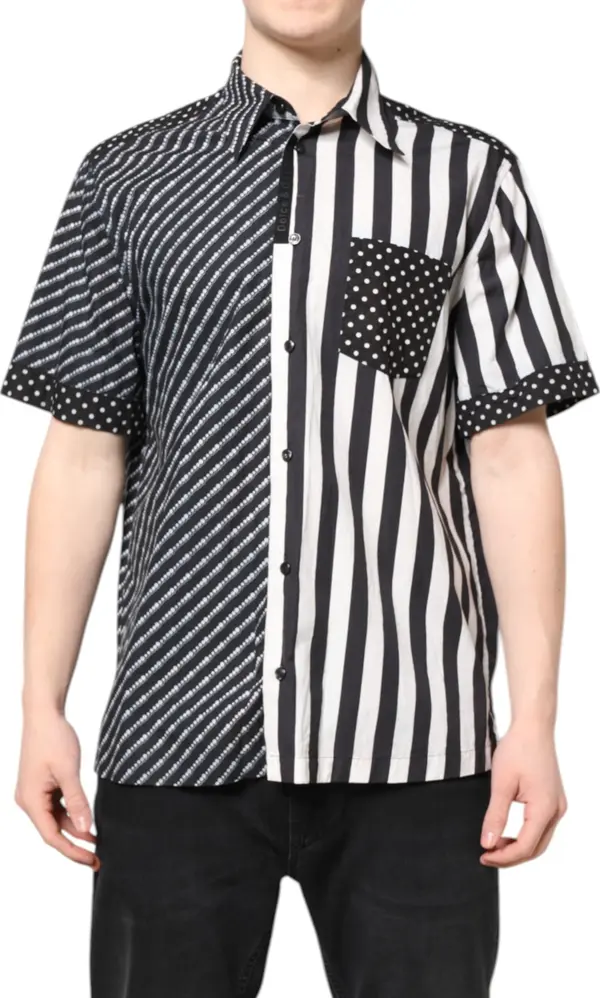 Black White Stripe Button Down Casual Shirt
