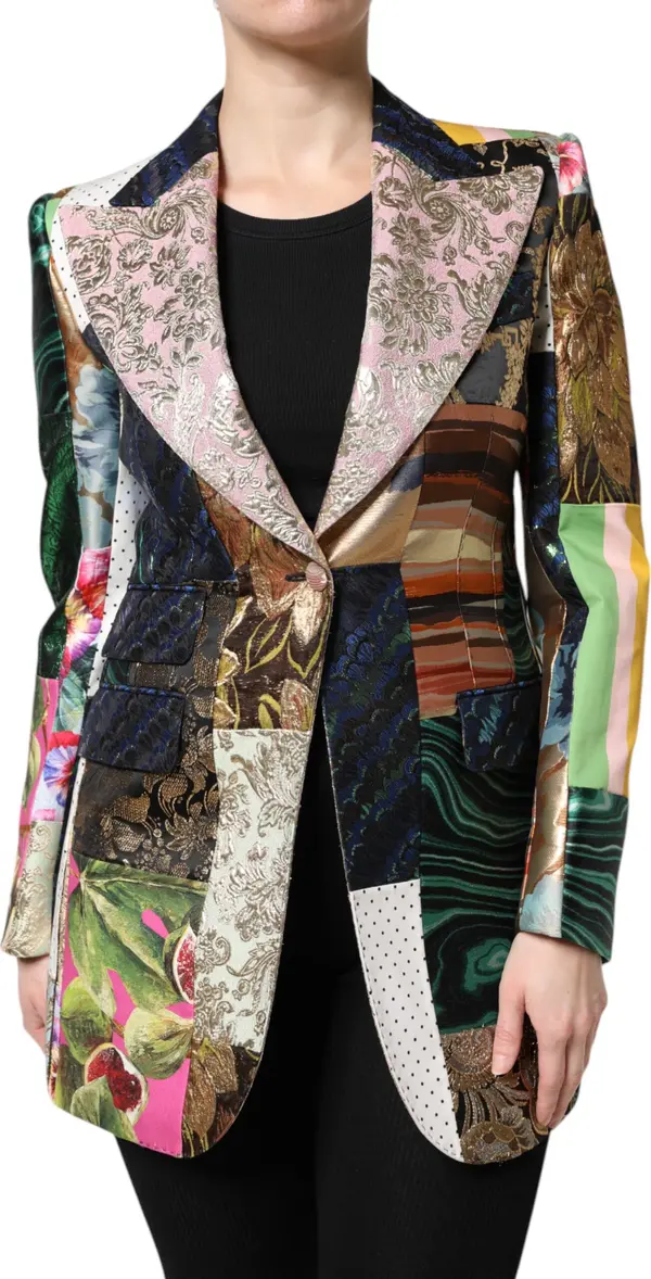 Multicolor Floral Patchwork Jacquard Jacket