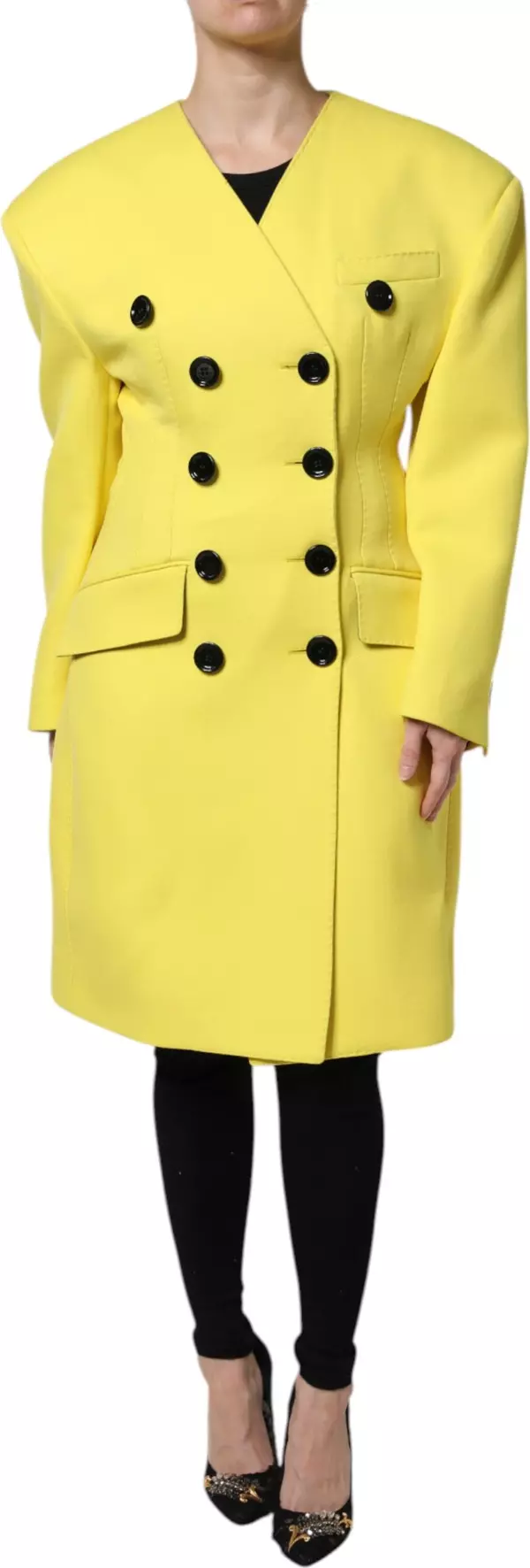 Yellow Double Breasted Trench Coat Jacket