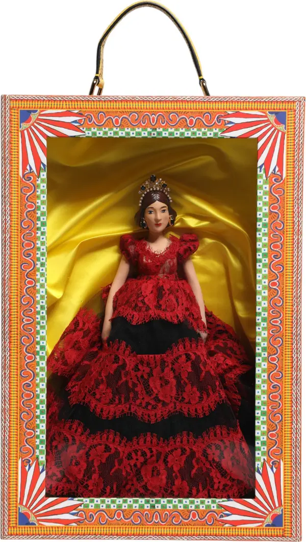Red Dress Ceramic Porcelain Fashion Box Leather Sicily Dolls