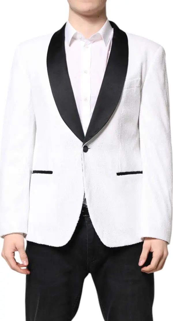 White Nylon Single Breasted Coat Blazer