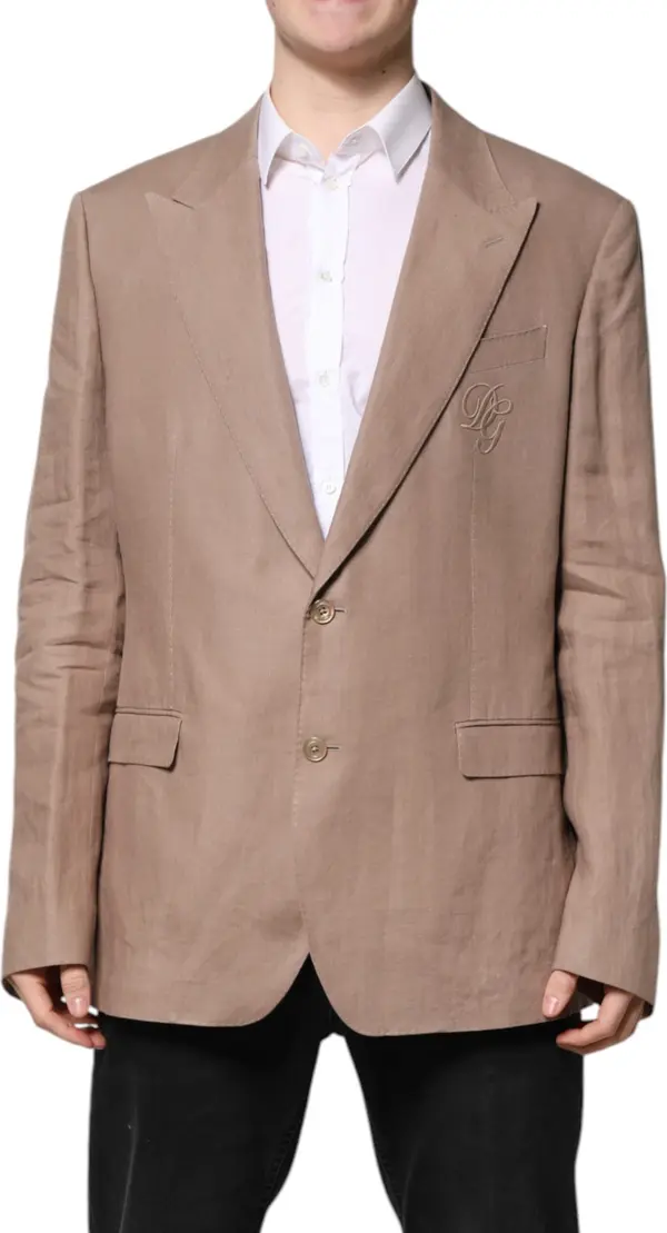 Beige TAORMINA Single Breasted Coat Blazer