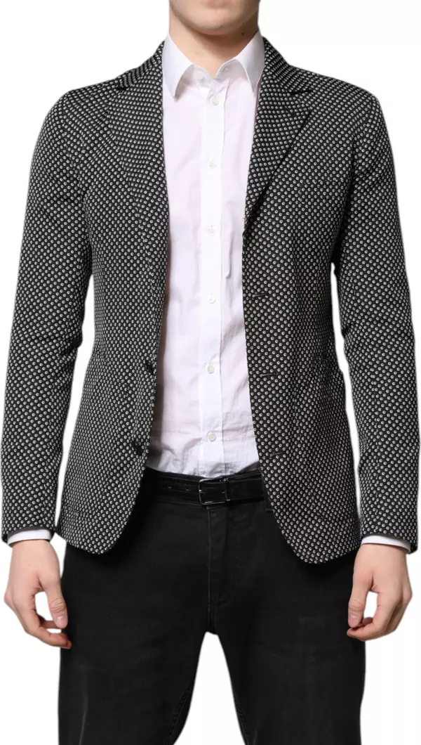Black White Patterned Men Suit Coat Blazer