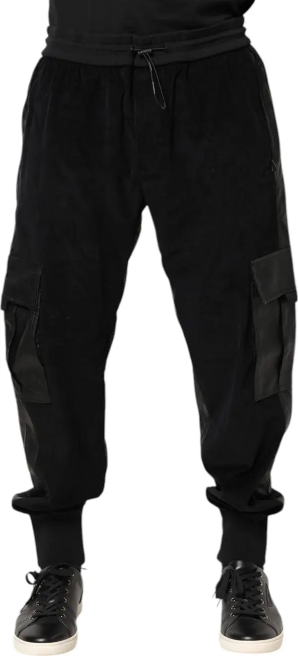 Black Cotton Cargo Jogger Sweatpants Pants