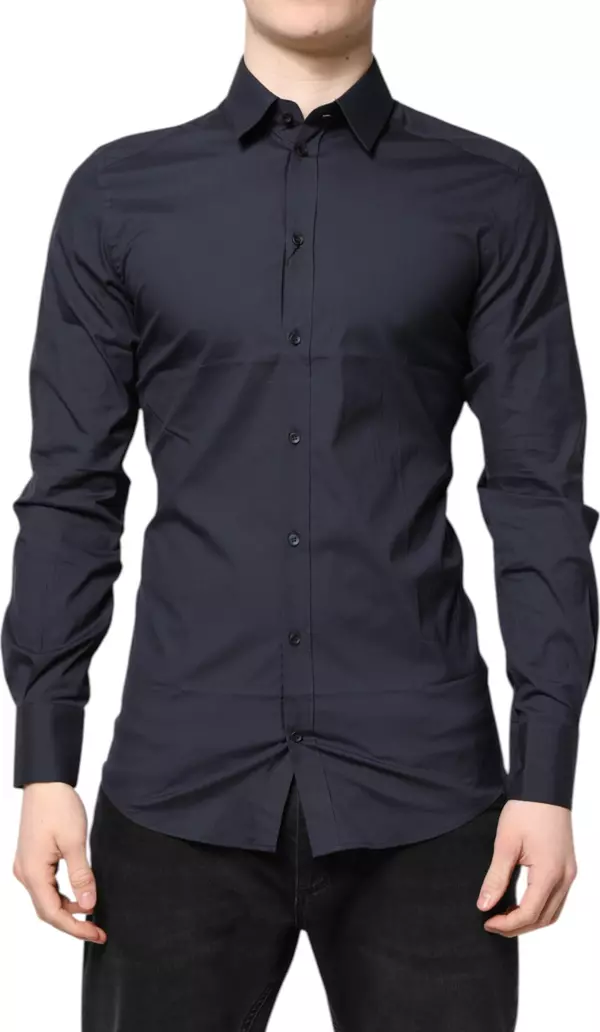Dark Blue GOLD Cotton Dress Formal Shirt