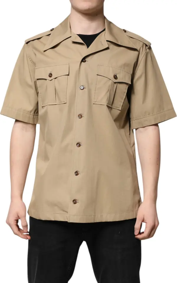 Brown Graphic Print Short Sleeves Shirt