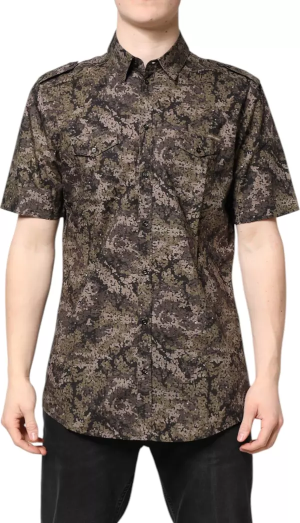 Multicolor Camouflage Button Down GOLD Shirt