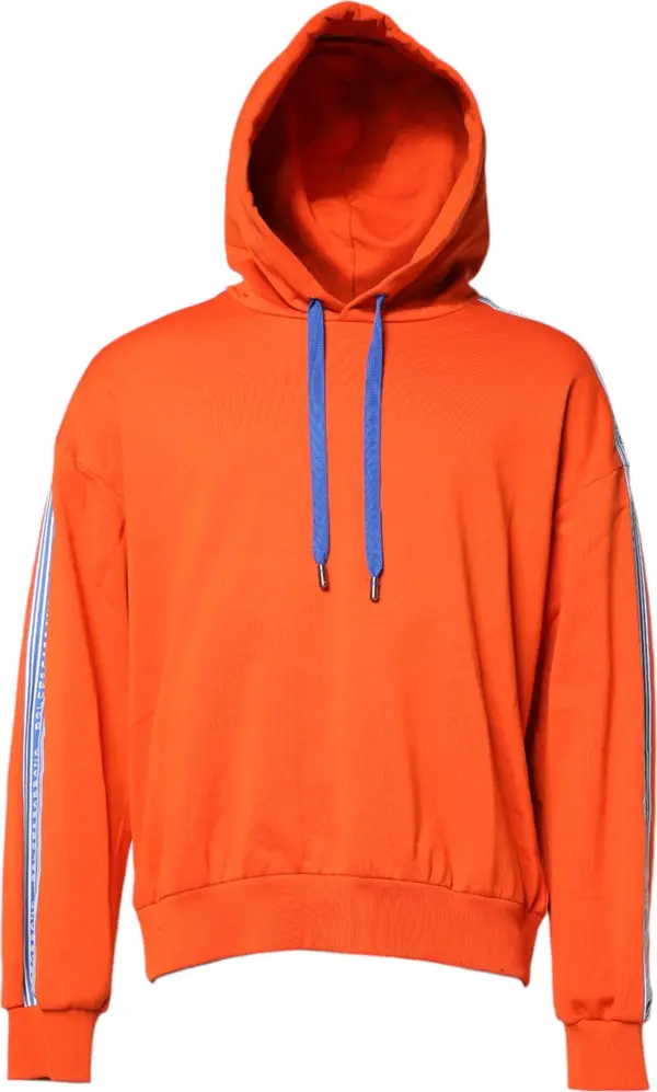 Orange Cotton Hooded Men Sweatshirt Sweater
