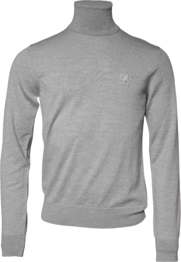 Gray Wool Knitted Men Pullover Sweater