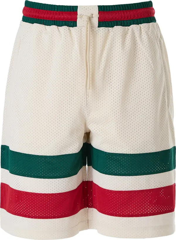 Cream polyester Logo Shorts