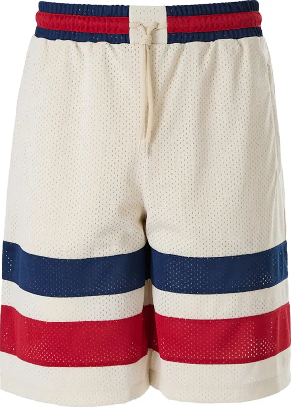 Cream polyester Logo Shorts