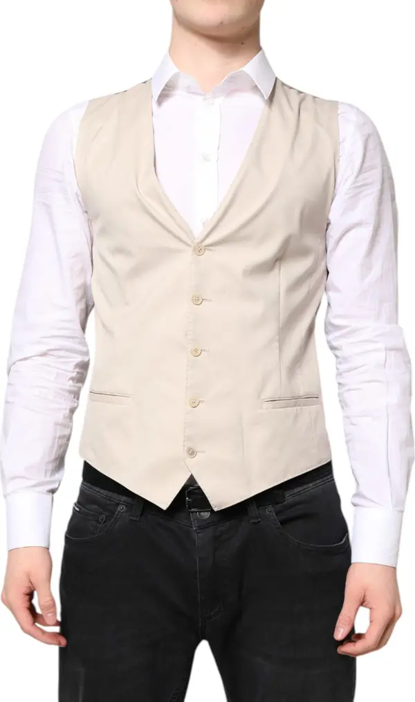 Beige Gray Dress Men Formal Waistcoat Vest