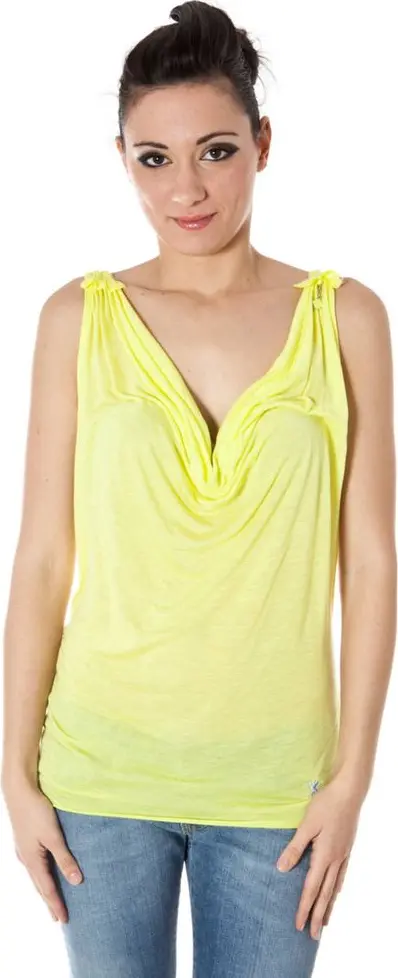Yellow Viscosa Women T-Shirt