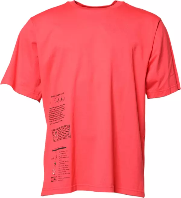 Red Cotton Lettering Print Crew Neck T-shirt