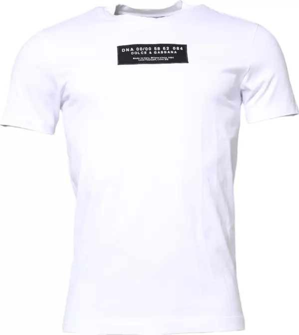 White Cotton Logo Patch Crew Neck T-shirt