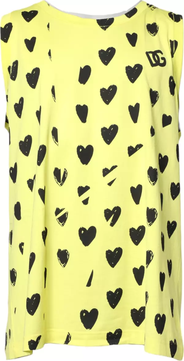 Yellow Cotton Sleeveless DG Heart T-shirt