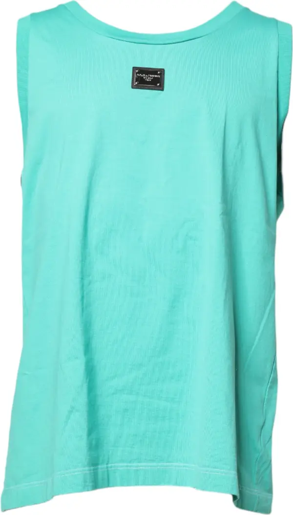 Green Sleeveless Logo Round Neck T-shirt