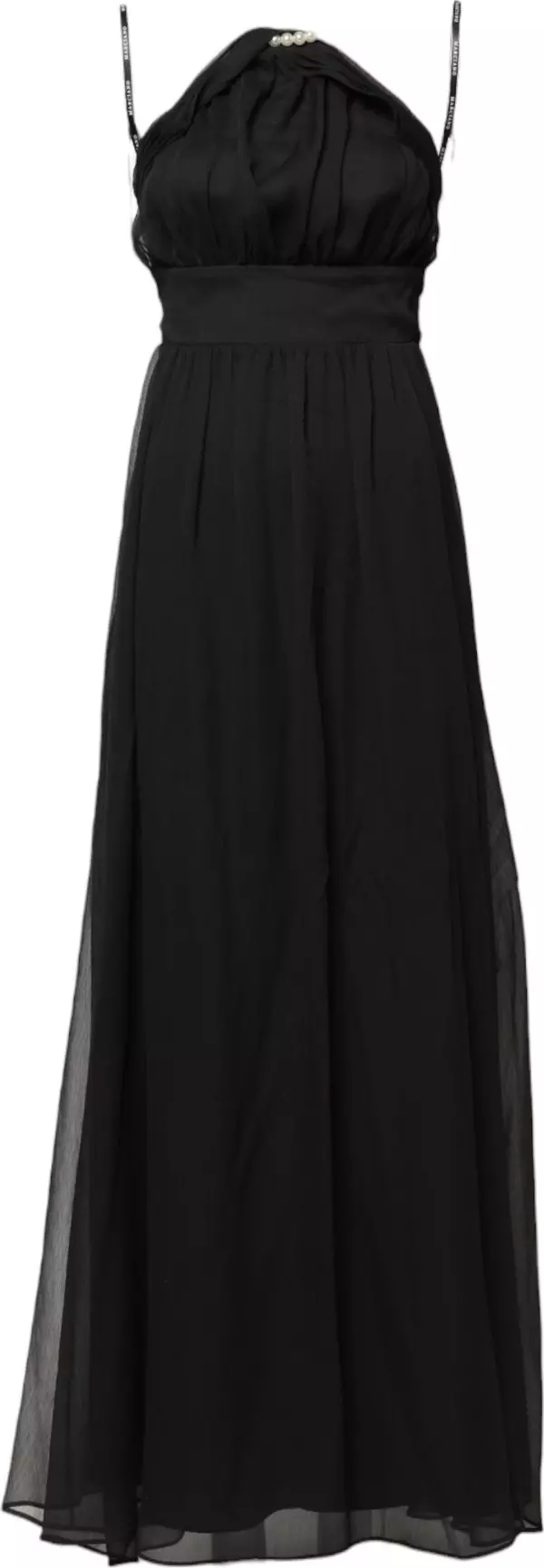 Black Tulle Pearl Sleeveless Long Gown Dress