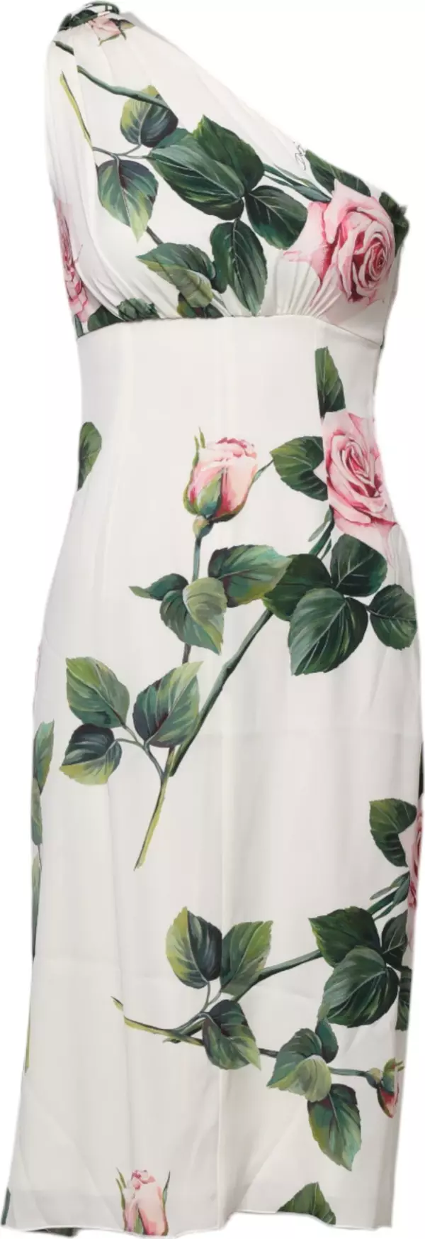 White Floral One Shoulder Sheath Midi Dress