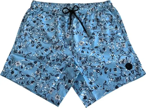 Light Blue Polyester Men Swim Trunk