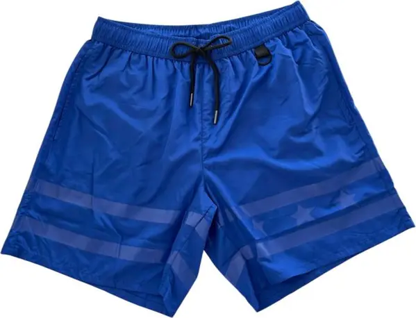 Blue Polyester Men Swim Short