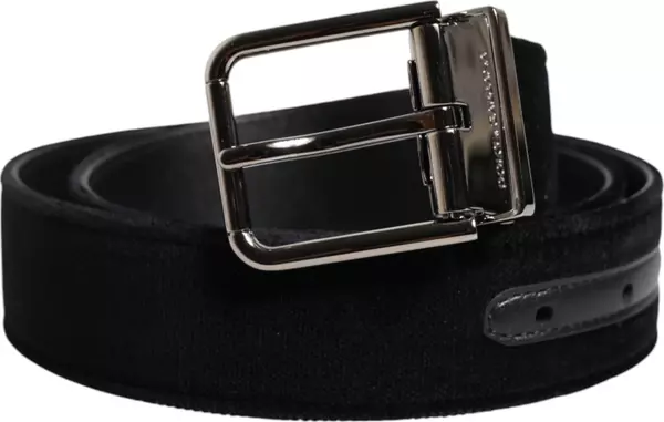 Black Cotton Silver Metal Buckle Belt