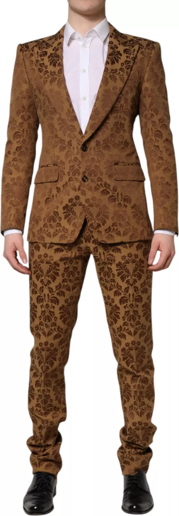 Brown Floral Jacquard SICILIA 2 Piece Suit