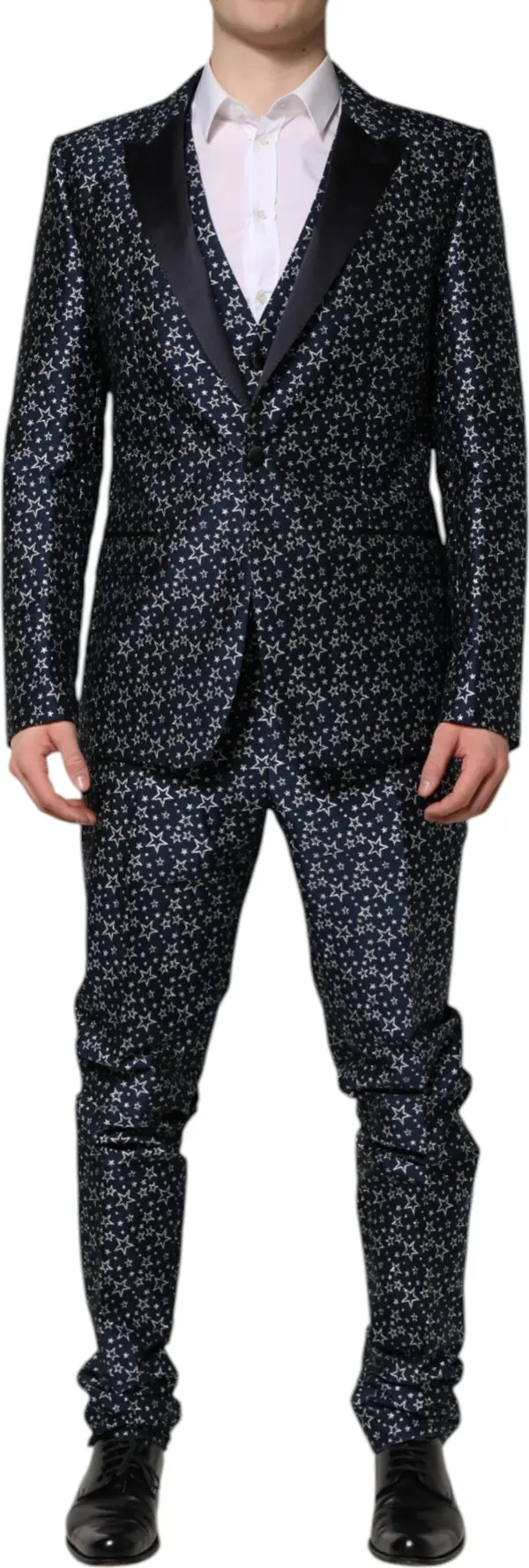 Blue MARTINI Star Jacquard 3 Piece Suit