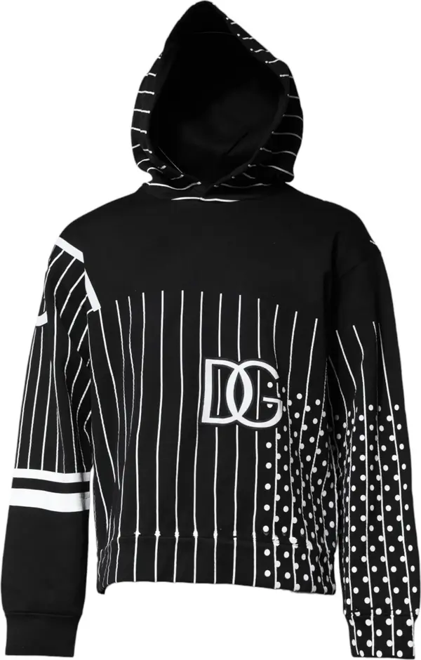 Black White Stripe Hooded Sweatshirt Sweater