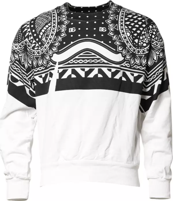 Black White Bandana Cotton Men Sweatshirt Sweater