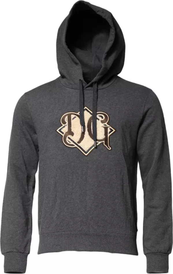 Gray Logo Patch Hooded Sweatshirt Sweater