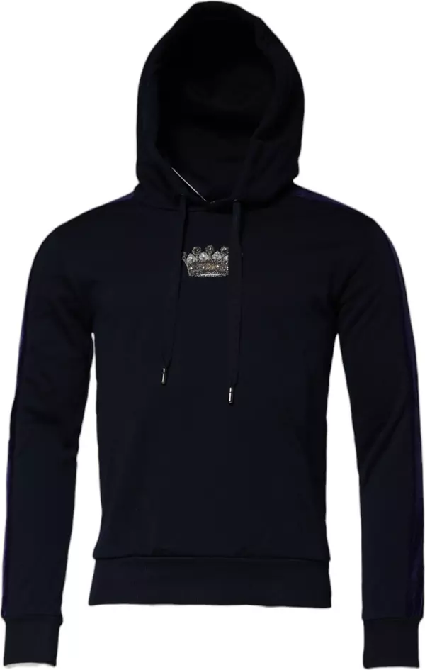 Black Crown Cotton Hooded Sweatshirt Sweater
